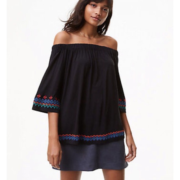LOFT Tops - NWT LOFT Off Shoulder Embroidered Top XL